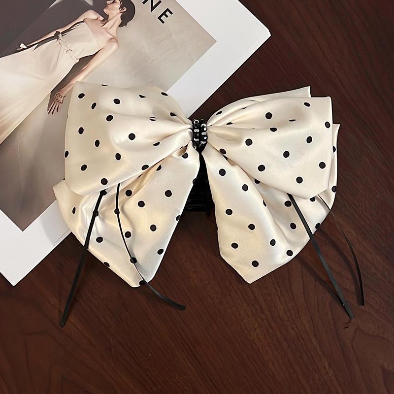 Elegant Retro Satin Bow Hair Clip for Women - Perfect for Low Ponytails and Head Ornaments