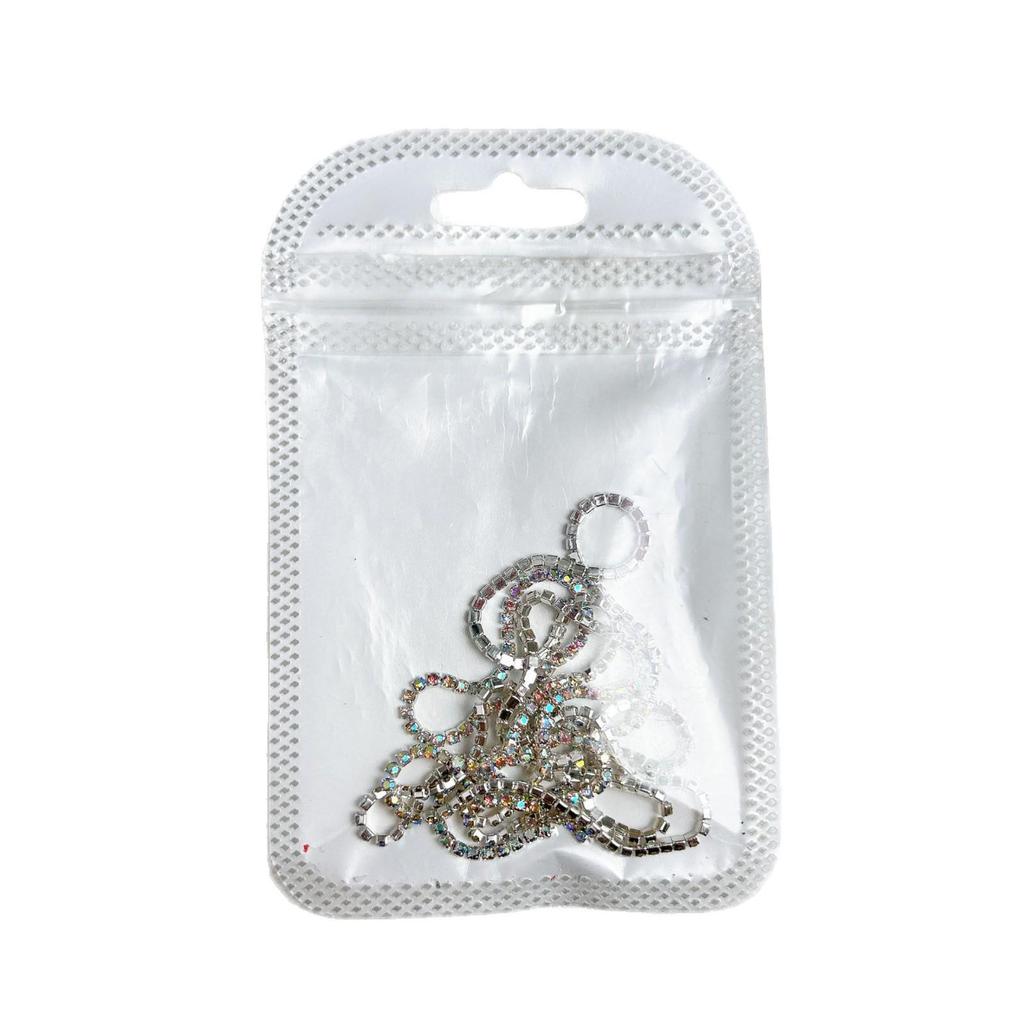 Gold & Silver Chain Nail Art Accessories: Sparkly, Versatile Handmade Rhinestone Pearl Decorations for DIY.