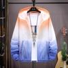 Trendy Gradient Print Hooded Windbreaker Jacket with UV Protection