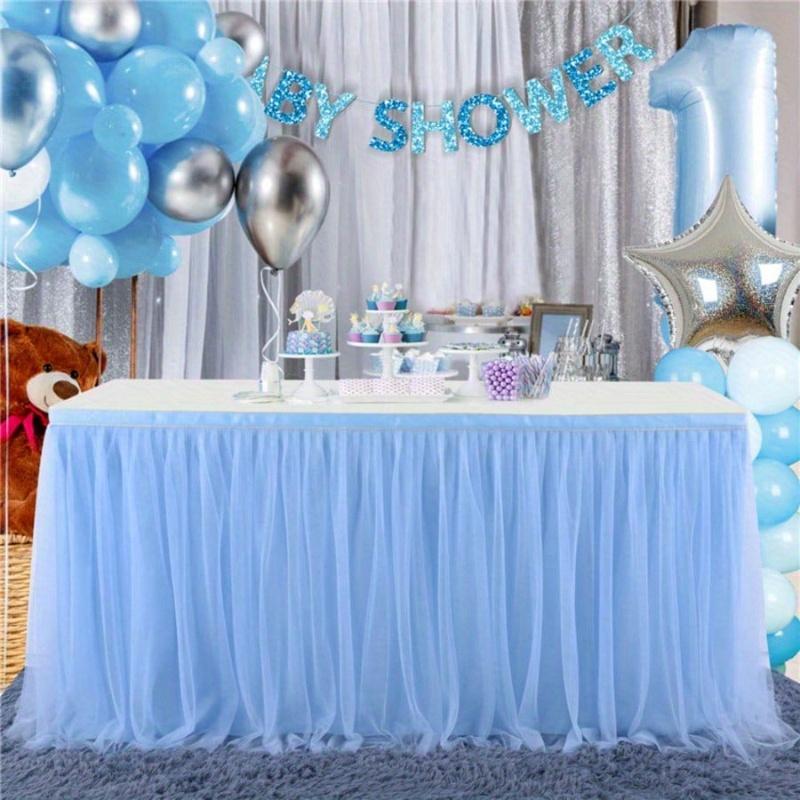 1pc Blush Pink Sheer Ruffle + Lining Table Skirt, Fits Rectangular and Round Tables - Perfect for Birthday Parties, Weddings, Bridal Showers