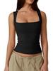 2025 European & American Women's Square Neck Slim Sleeveless Fashion Vest