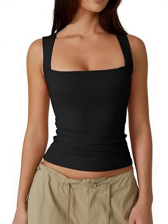 2025 European & American Women's Square Neck Slim Sleeveless Fashion Vest