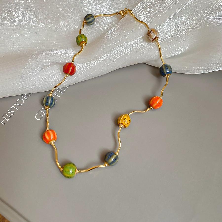 Ethnic Style Irregular Beaded Crystal Beaded Necklace Women's Clavicle Chain Holiday Style Necklace