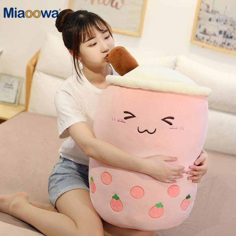 Lovely Fruit Bubble Tea Cup Shaped Plush Toys Soft Cartoon Pillow Cushion Real Life Milk Tea Doll Kids Baby Gift