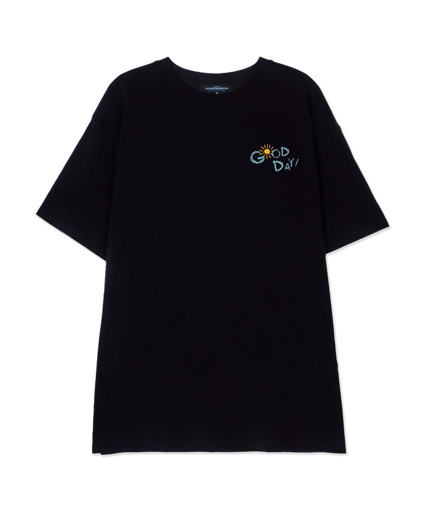 ASTRAL PROJECTION Good Day Supima Cotton Round Neck Short Sleeve T-Shirt_Black