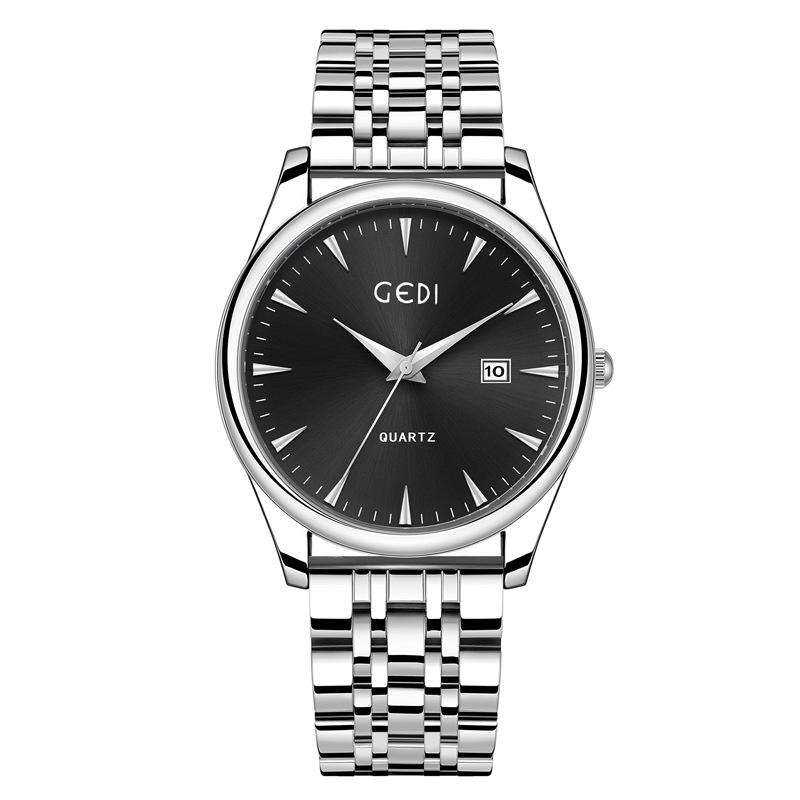 Couple Classic Steel Belt Watch Simple High-End Calendar Waterproof Quartz Watch High-Value Watch