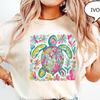 Comfort Colors® Sea Turtle T-Shirt, Watercolor Turtle Shirt, Boho Floral Turtle Shirt, Summer Tee for Women, Beach Shirt