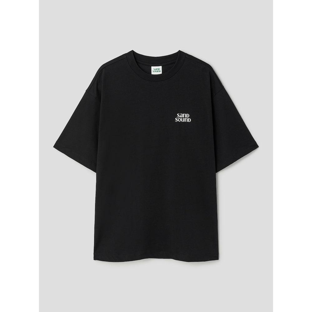 Saendeusaundeu (Unisex) Beach Graphic Oversized Short Sleeve T-Shirt Black