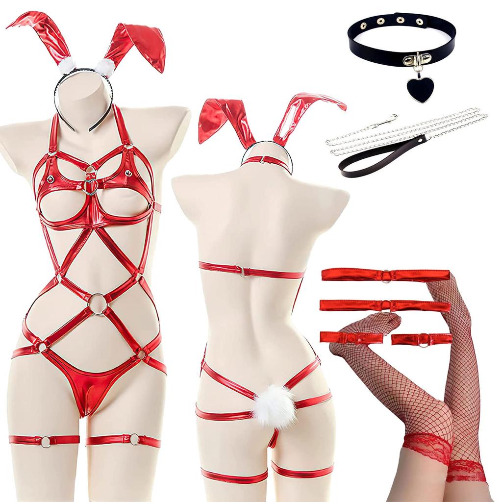 Japan Bunny Girl Cosplay Bunny Girl Reverse Bunny Sexy Costume Erotic Extreme Erotic Lingerie Underwear Training Cute Little Devil Leather Rabbit Ears