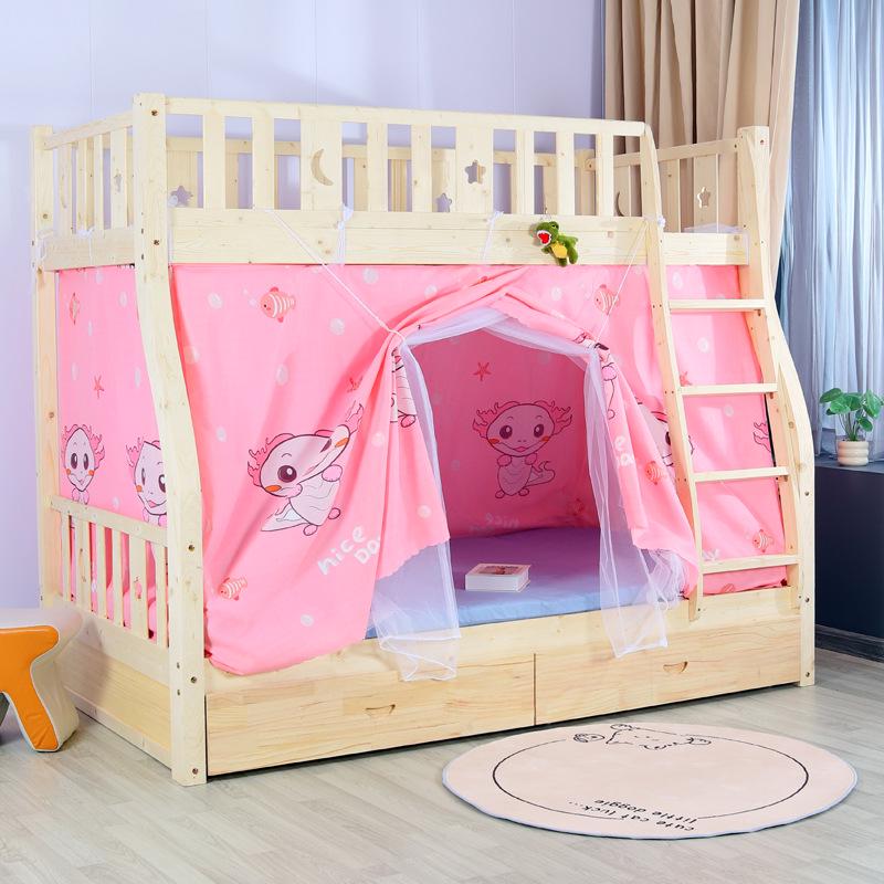Cortina Integrada para Cama em Beliche Trapezoidal: Rede Mosquiteira e Anti-Poeira para Camas de Dormitório de Mãe e Filho