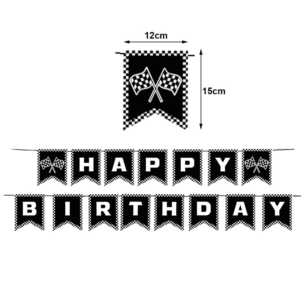 Black & White Checkered Flags Race Car Happy Birthday Banner Tablecloth Kids Boys Racing Car Birthday Party Decorations Supplies