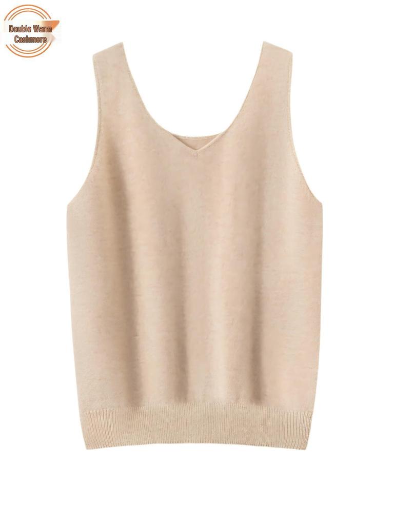 Women's 100% Pure Cashmere Knit Vest - Sleeveless Warm Waistcoat for Autumn/Winter