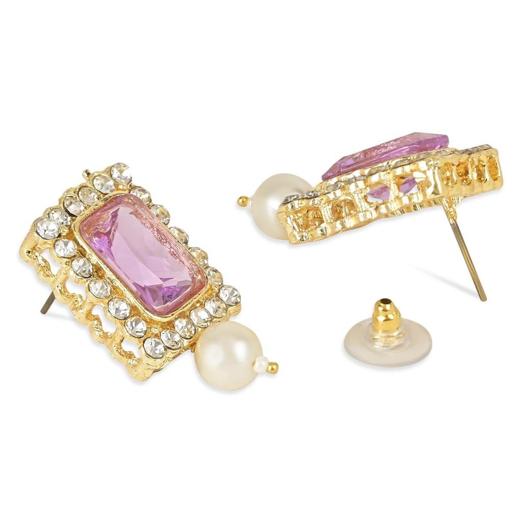 Gold Plated Traditional Stone Pearl Choker Necklace Jewellery Set For Women