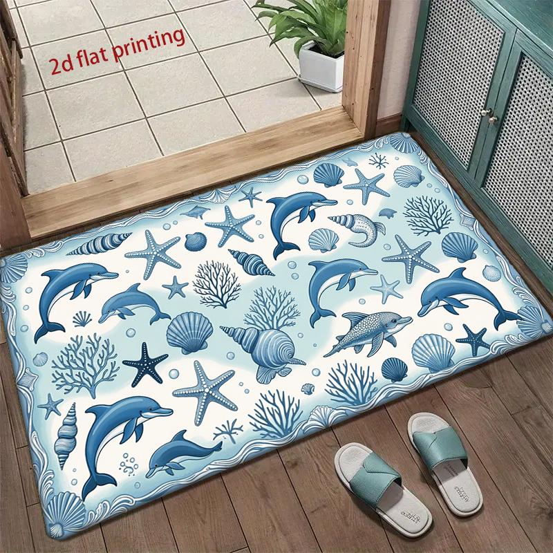 Oceanic Dolphins Pattern Mat Living Room Decoration Home Sofa Non-Slip Carpet Study Bedroom Tatami Children'S Soft Floor Mat