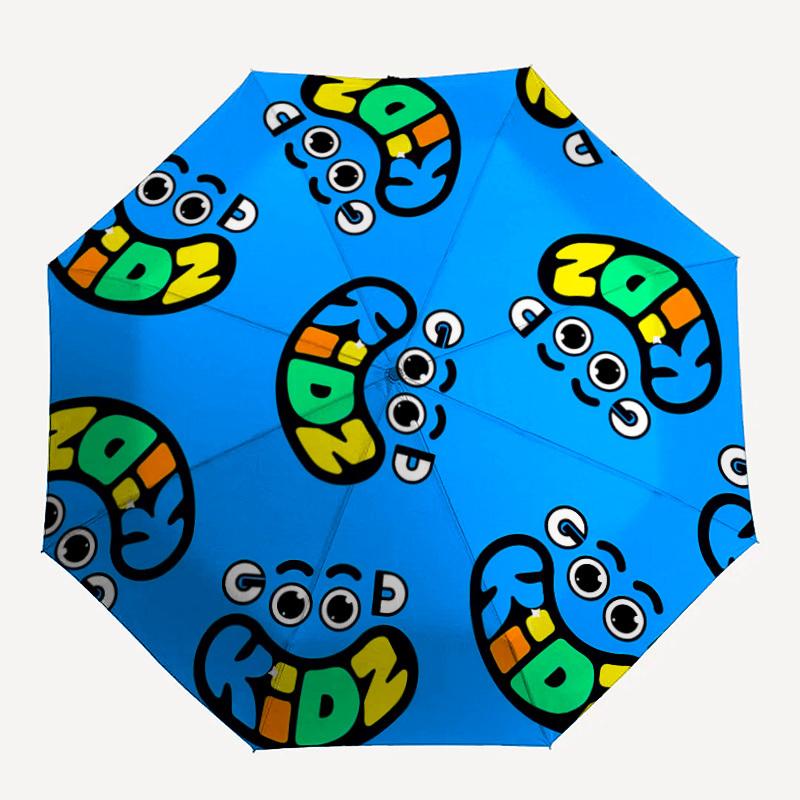 1pc Kidz Pattern Automatic Folding Umbrella - Portable Foldable Design with 8 Ribs, Durable Plastic & Iron Frame y250725075