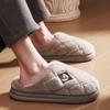 Men's House Slippers Furry Plaid Comfy Memory Foam Lightweight Couple Shoes Winter Warm Plush Slippers