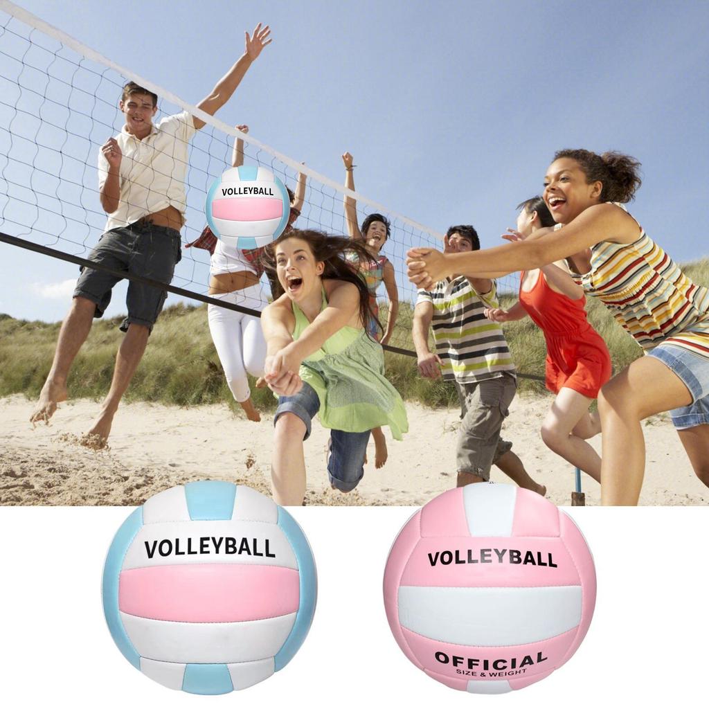 Inflatable Beach Volleyball Outdoor Game Match Ball Wear-Resistant Soft Volleyball for Training Practice Team Sports School Park