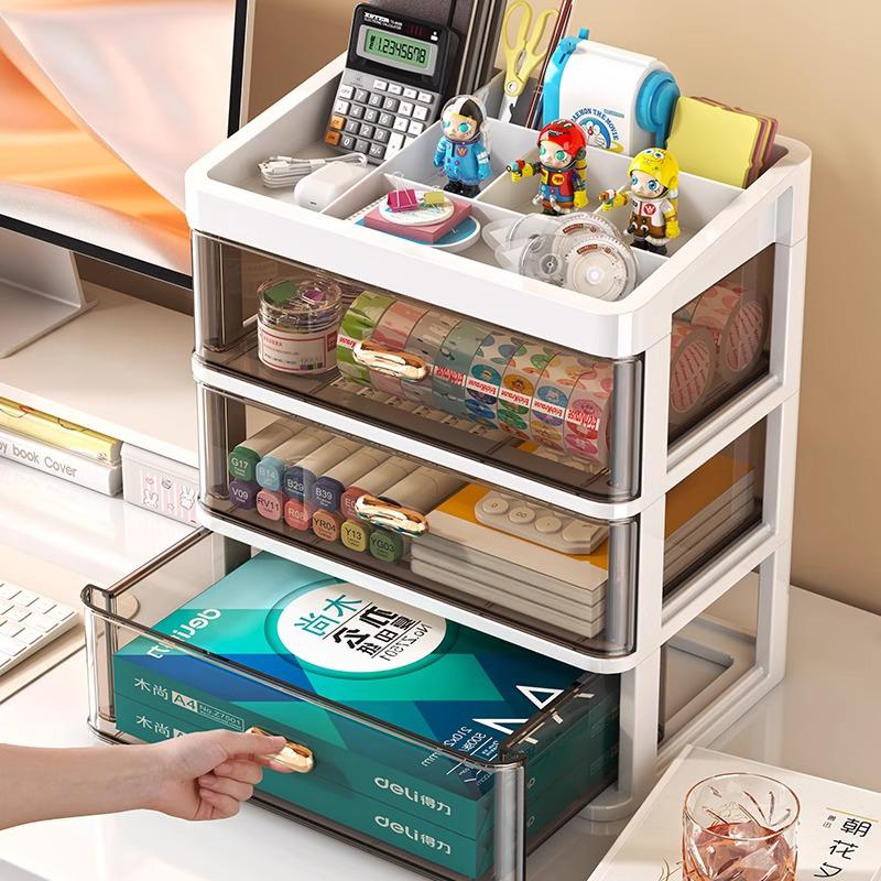 Transparent Multi-Layer Drawer Organizer for Office Desk Supplies