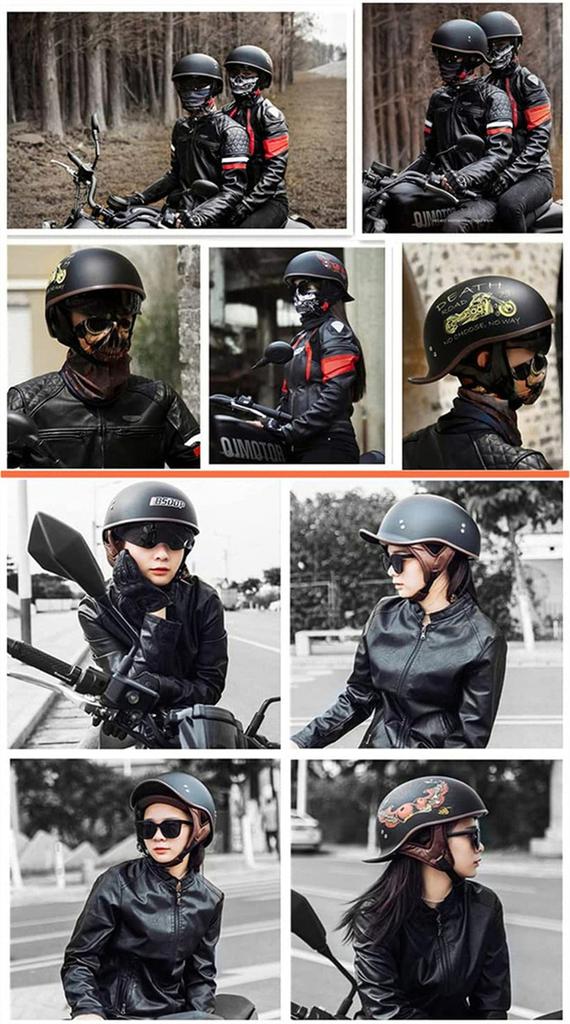 Motorcycle Half Helmet, Jet, Newest Half, Lightweight, Inner Shield, School, Skateboard, Shockproof, Tan, Breathable, Sub, Black, L Size (L,SL-7)