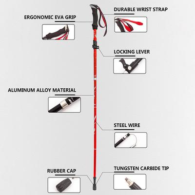 Lightweight Collapsible Trekking Pole Five-fold Walking Stick for Hiking Camping Backpacking