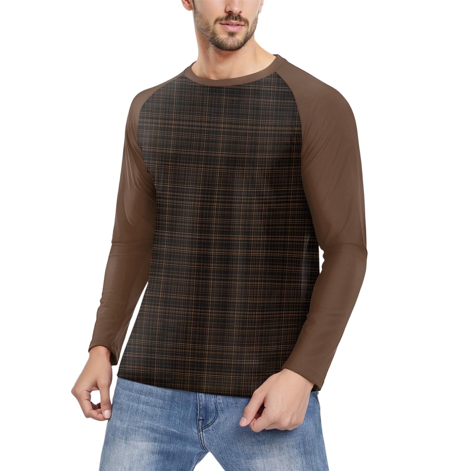 

Men s Fashion Printed Raglan Long Sleeve Sports Top XXXL кавовий