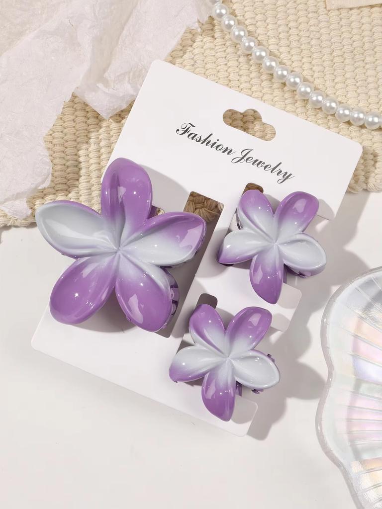 3 Pcs Hawaiian Hair Claw Clip for Women,Flower Marble Vein Hairpin Barrette Summer Vacation Beach Cute Fashion Hair Accessories