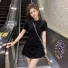 Pure desire style POLO collar dress women's 2026 spring and summer new drawstring straps slim and thin short-sleeved skirt