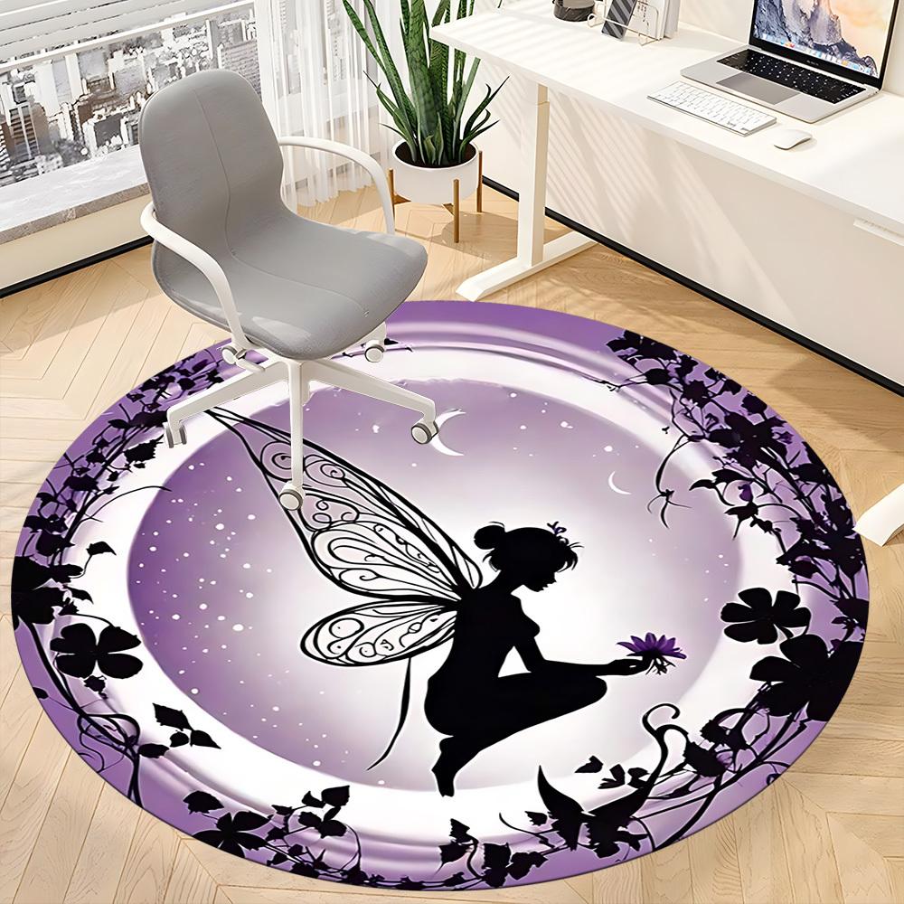 1pc Fairy Garden Office Round Area Rug, Indoor Mat Suitable ForOffice, Under Office Chairs Bedroom Living Room Home Decor, Room Deco, T145