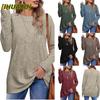 Women's Fashion Casual Solid Color Print Long Sleeve O-Neck Blouses & Shirts