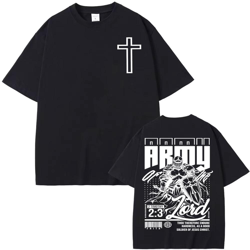 Army of The Lord Bible Verse T Shirt Armor of God Aesthetic Christian T Shirts Men Women Fashion Loose Cozy High Quality T-shirt