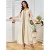 Middle East Women Embroidered Patchwork Hot Drilling Tassel Round Neck Dubai Formal Dress Robe Plus Size Dresses Long Dress