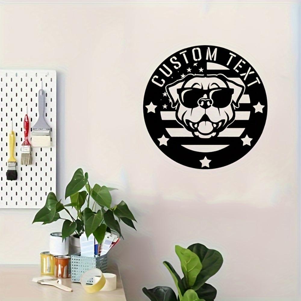 Unique Tailorable Metal Dog Face Wall Art Add Custom Text Reusable Outdoor Hanging Pet Home Gift Star Design