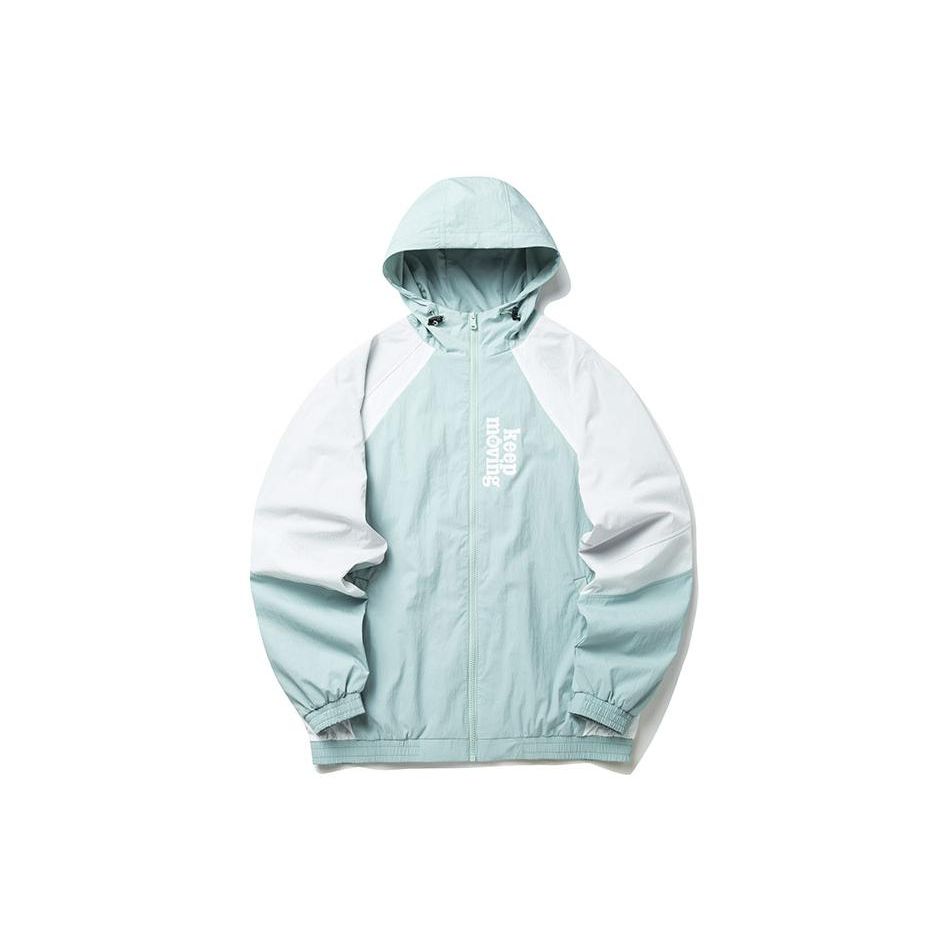 ANTA Unisex Casual Color-Blocked Hooded Woven Jacket Light Mint/White 952218641-1