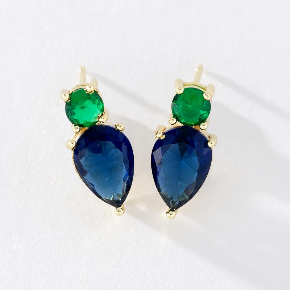 

Pinkdudu модные свежие геометрические серьги с каплями воды, простые серьги-гвоздики с цирконием королевского синего цвета для женщин, подарки PD1142 синий