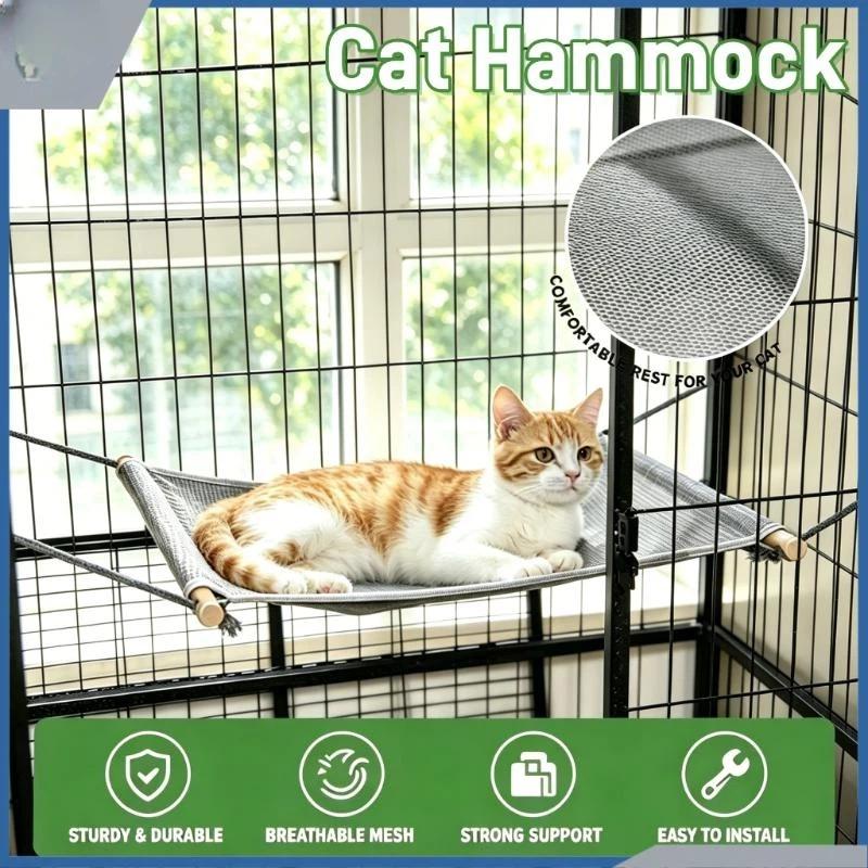 Cat Hammock Bed Breathable Mesh Hanging Pet Bed Removable Washable Design For Cat Cage Rest Summer Use