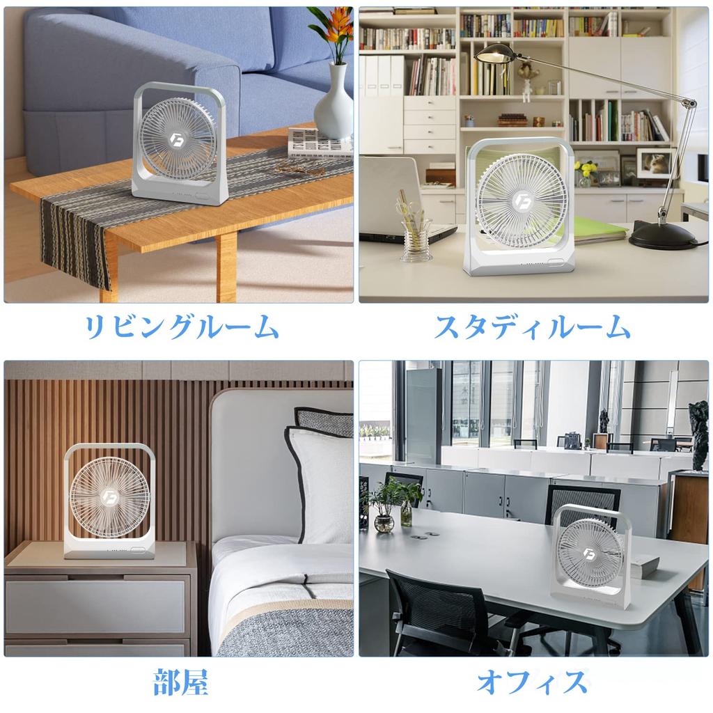 10400mAh Large Capacity Quiet Desktop New USB Rechargeable Fan with Super Strong Large and Suitable for and Adjustable 4 Airflow Heatstroke White &