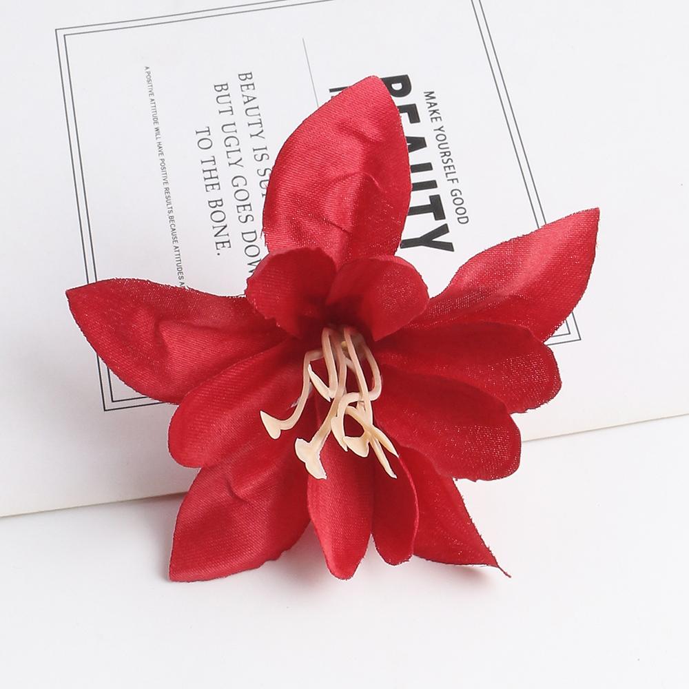 

5/10Pcs 7CM Silk Artificial Flowers Head For Home Decor Wedding Decoration Fake Flowers DIY Bouquet Craft Garland Gift Accessory 5Pieces красный
