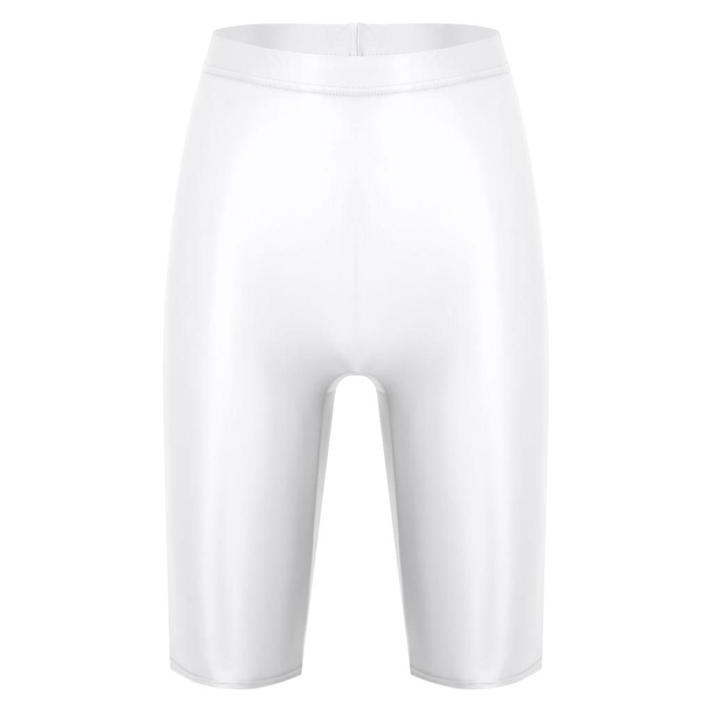 Womens High Waist Glossy Shorts Elastic Fit Workout Leggings Swimwear Athletic Casual Bottoms