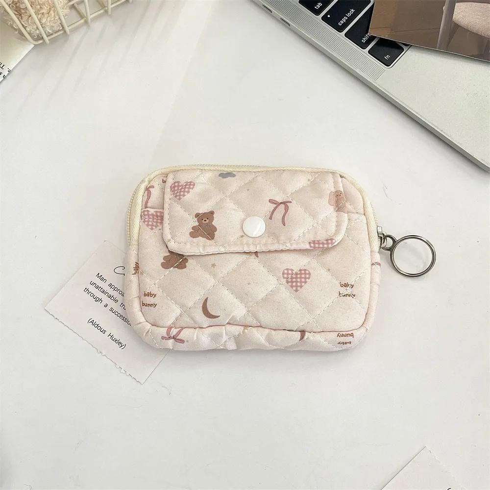 Cartoon Printing Mini Canvas Coin Purse Multifuctional Small Lipstick Bag Jewelry Packing Bag Card Holder