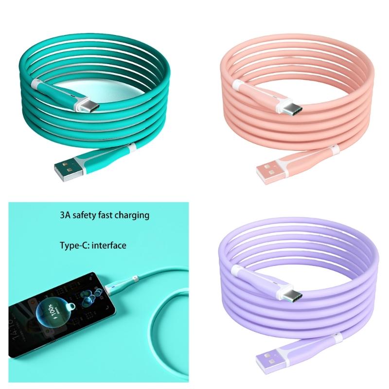 Liquid Silicone Data Cable with Lamps 3A Super Fast Charging Cable Cord Support Data Transmission for Tablets PC