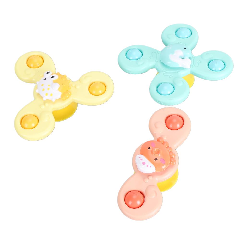 3PCS Suction Cup Rotating Toys Cartoon Animals Sucker Infant Bath Toy Set for Baby Sensory Training Daily Entertainment