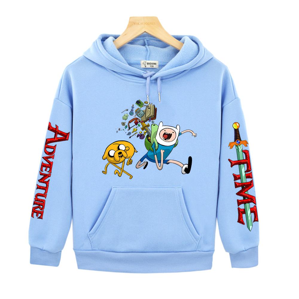 Adventure Time Print Anime Hoodie Autumn and Winter Kid's Clothes Pullovers High Street Fashion Boys and Girls Sweatshirt Comfortable Hoody Cute Tops