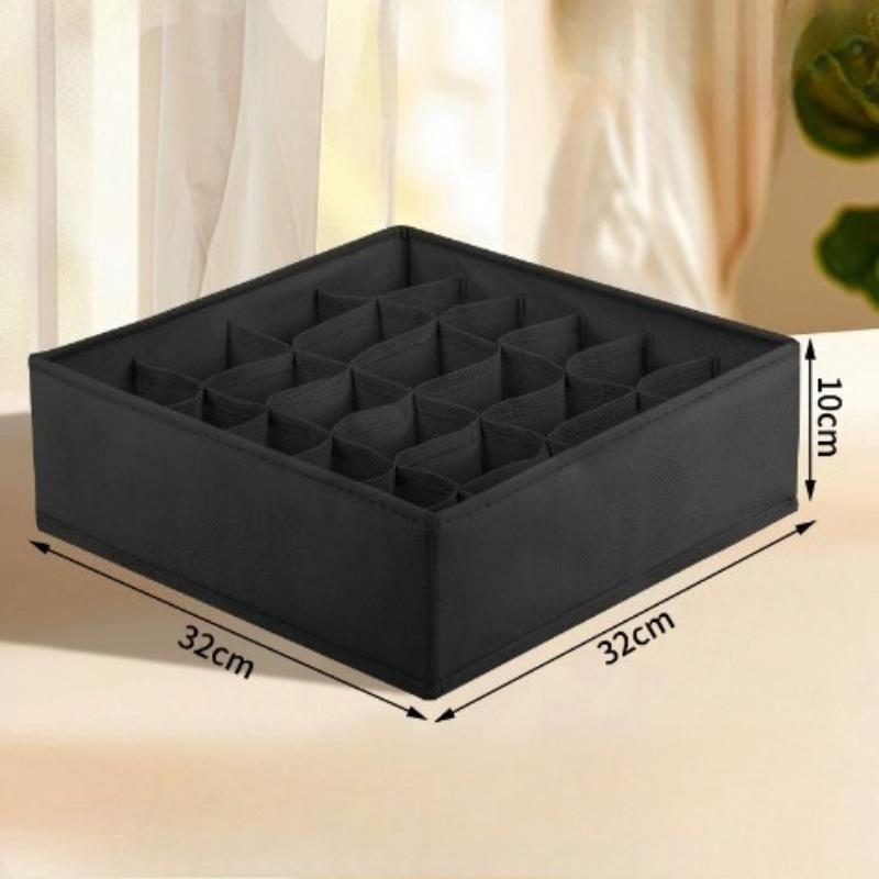 

24-Compartment Fabric Drawer Organizer for Underwear, Socks, and Ties - Foldable Closet Storage Box with Tension Mount чёрный