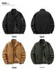Men's Plus Velvet Thickened Cross-Border Flight Jacket - Solid Color, Casual, Loose, Autumn & Winter.