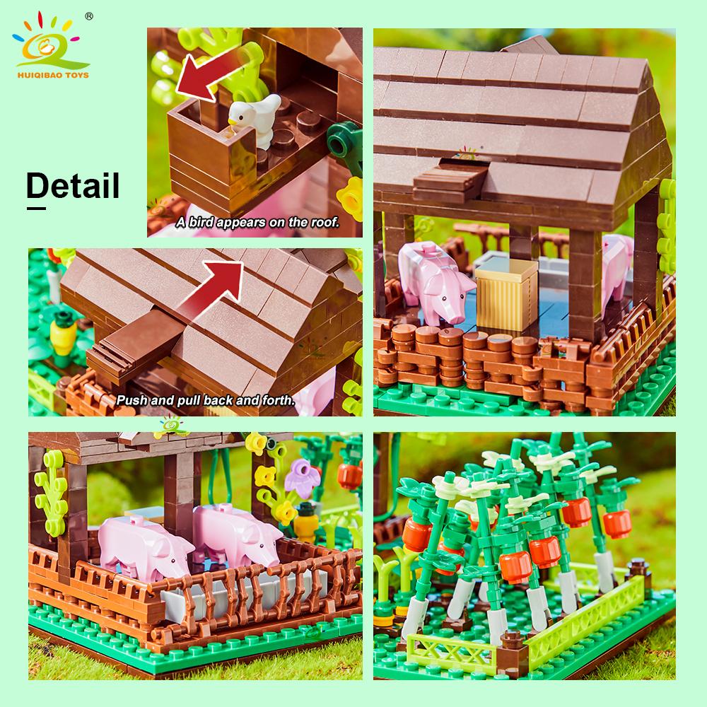 Non-Toxic Moc Farm Truck Pigsty Windmill House Building Block Farmer Tractor Vehicle Car Brick City Construction Toy For Children