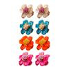 Elegant 3D Camellia Studs Earrings Portable Accessory for Women Stylish Black Tone with Sturdy Alloy Materials
