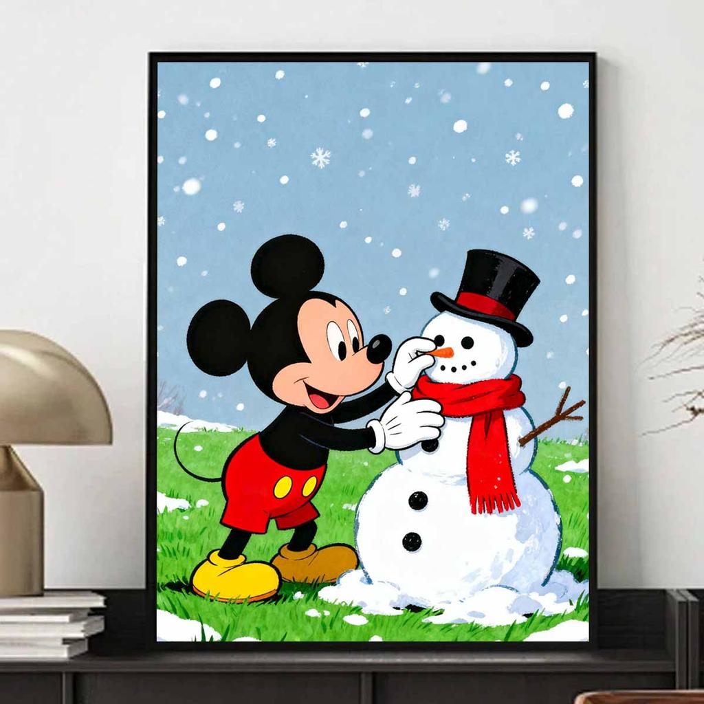 Disney diamond art painting kit Mickey Mouse building snowman 5D handmade diy diamond painting, home wall decoration