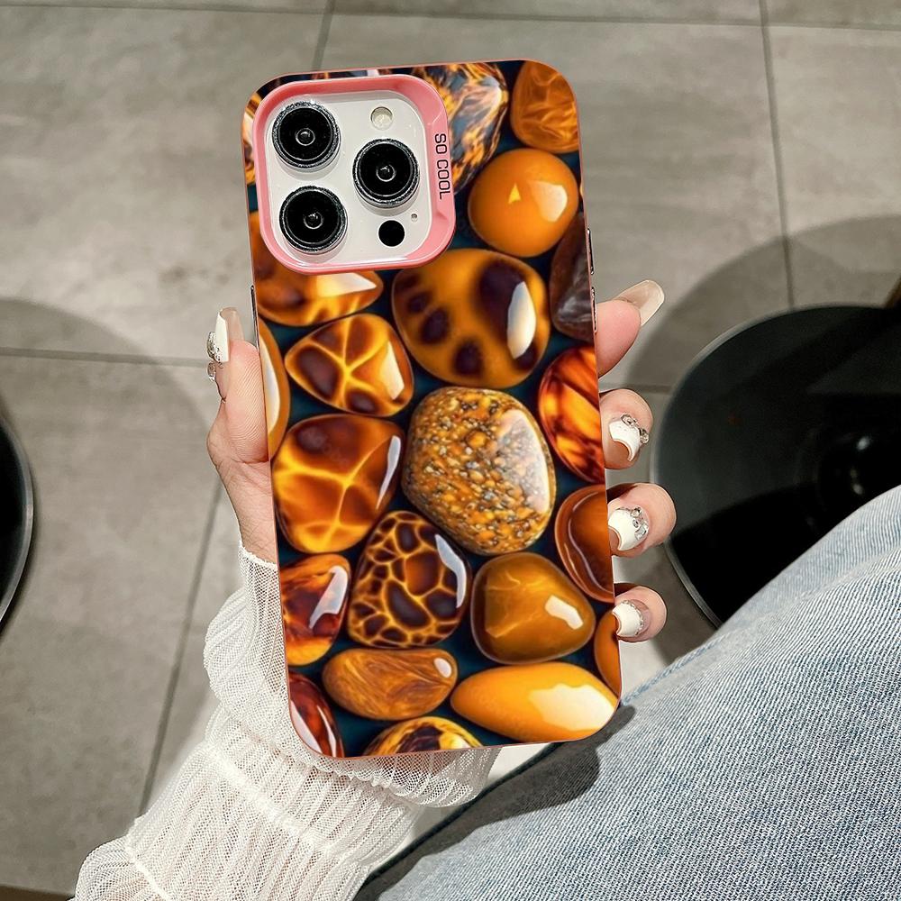 

Aesthetic Stones Pink Translucent Mobile Phone Case for iPhone 17 16 15 14 13 12 11 X XR XS Air Pro Max Plus Colorful Cover iPhone X