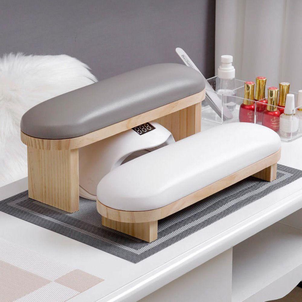 Wood Stand Manicure Hand Pillow PU Leather Manicure Table Mat Nail Art Hand Cushion  For Two Hands