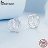 BAMOER White Gold Plated Huggie Earrings Small Hoop Earrings for Women, 925 Sterling Silver Hypoallergenic CZ Earrings